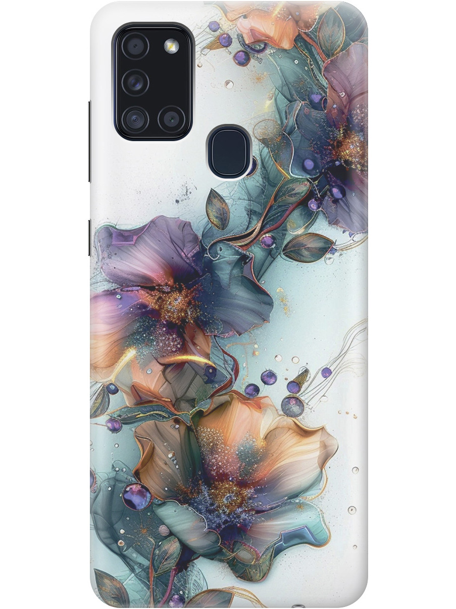 

Силиконовый чехол на Samsung Galaxy A21s с принтом "Мистические цветы", Прозрачный;белый;зеленый, 723009310
