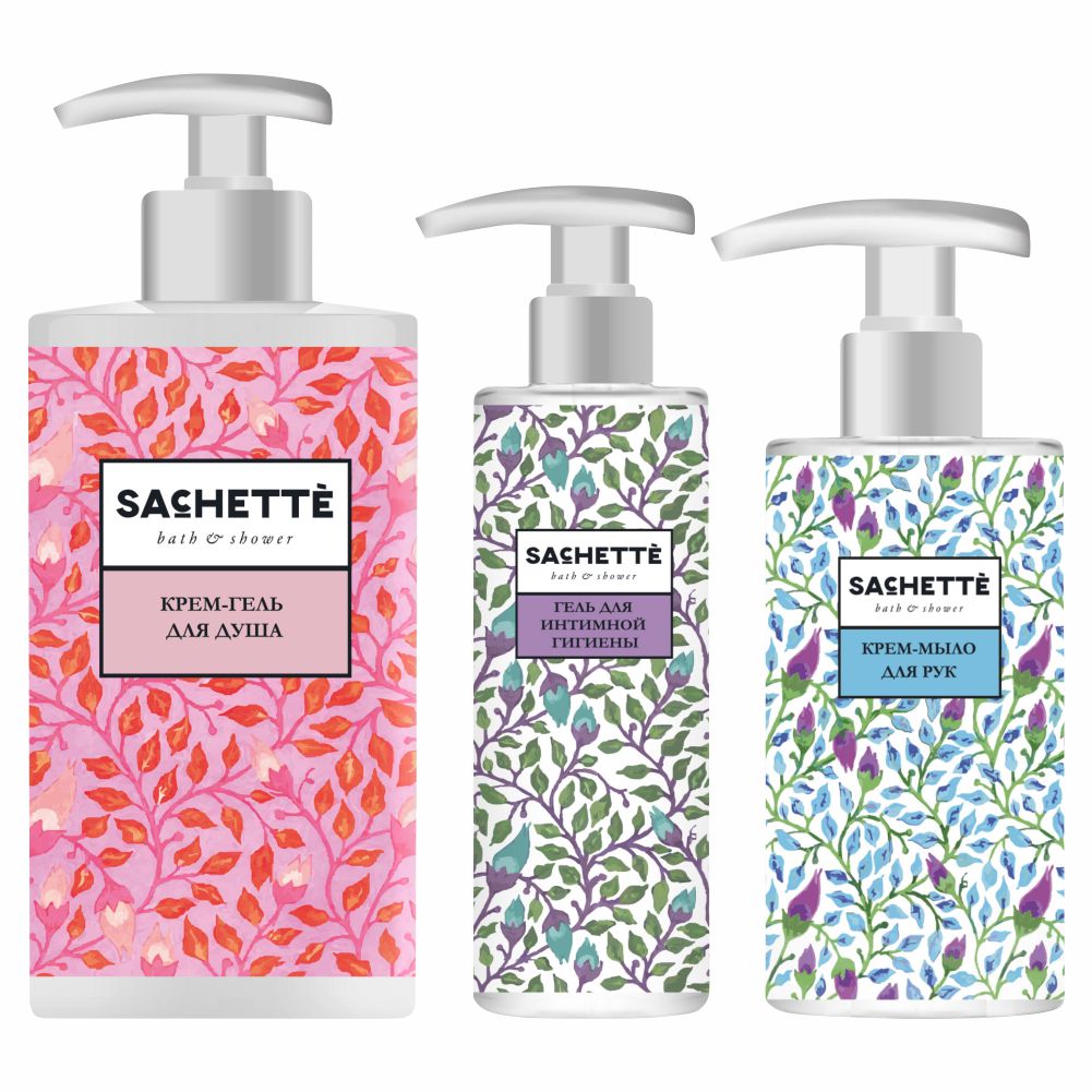 Набор Sachette Bath Shower Крем-гель 750 мл Гель для Интимной гигиены Крем-мыло мыло твердое lp care натуральное для интимной гигиены 60 г