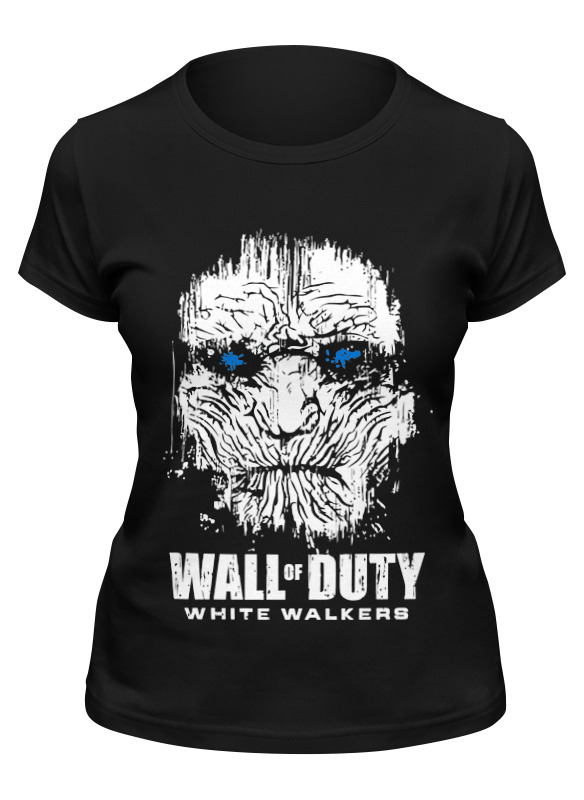 

Футболка женская Printio Wall of duty (white walkers) черная S, Wall of duty (white walkers)