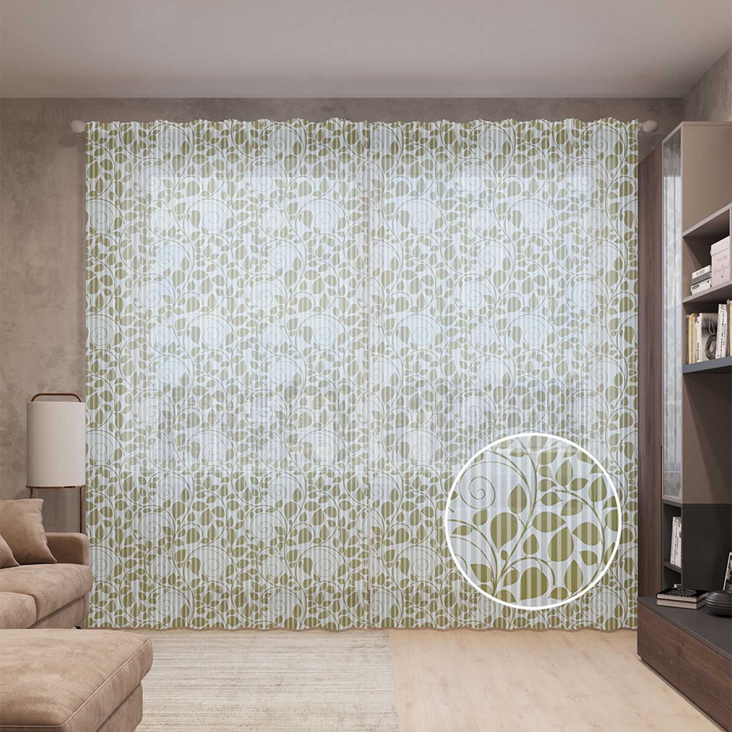 

Тюль вуаль на шторной ленте с принтом JoyArty "Лианы в завитках", 310х265 см, Лианы в завитках