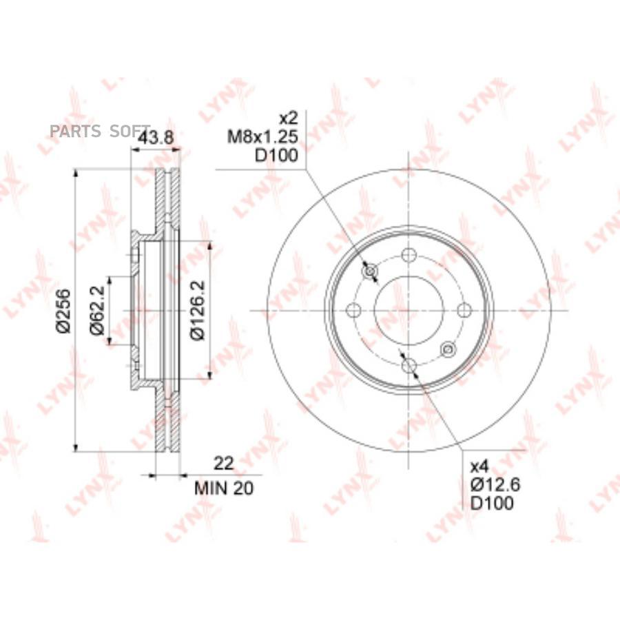 

Диск торм.пер.(256x22) HYUNDAI SOLARIS (10-16)/ KIA RIO III (11-16)