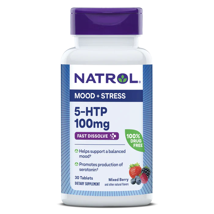 

5-HTP 100 Natrol, 30 таблеток, mixed berry, 5-HTP 100