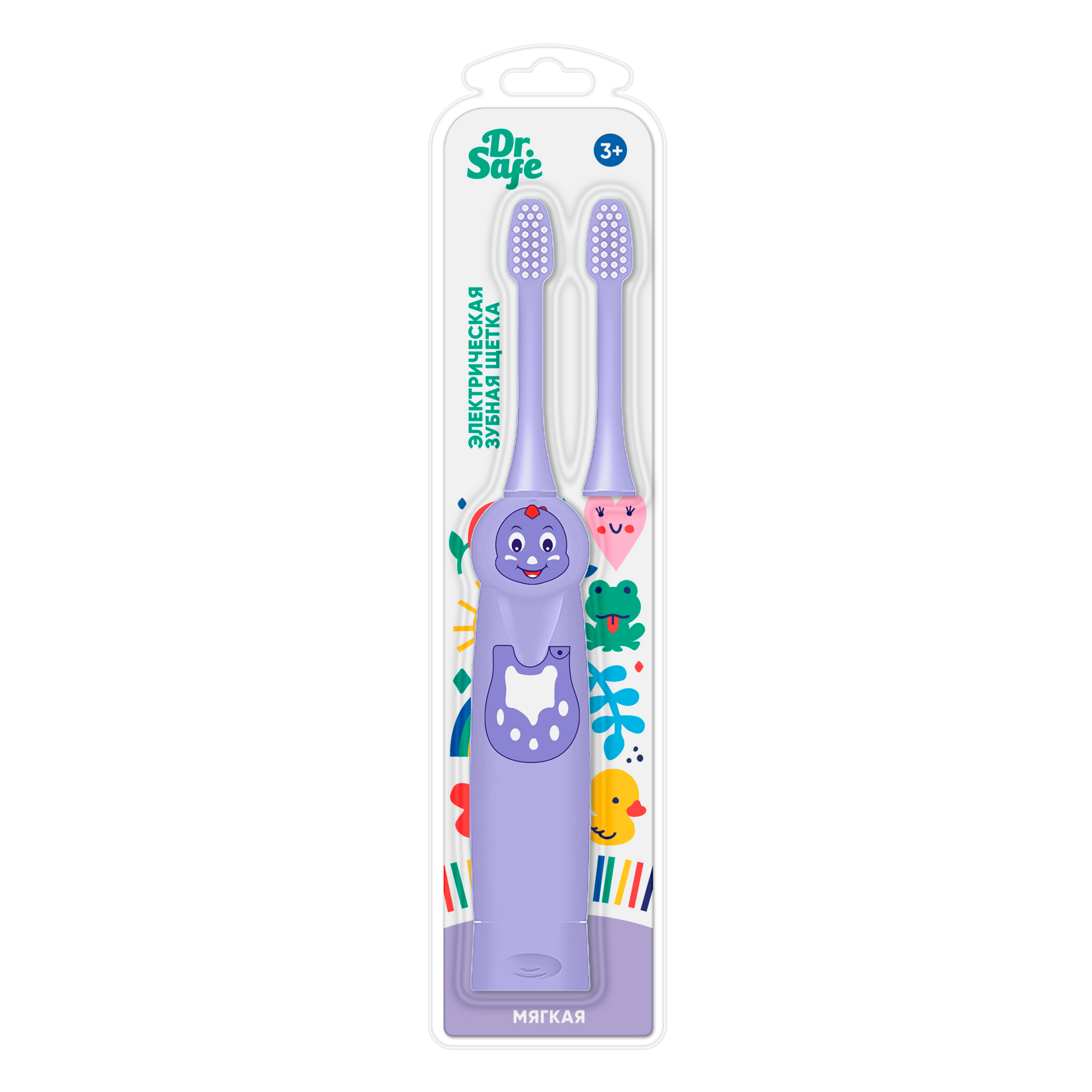 Электрическая зубная щетка Dr.Safe Дракон детская, фиолетовая chicco набор детская расческа и щётка с натуральными щетинками голубой