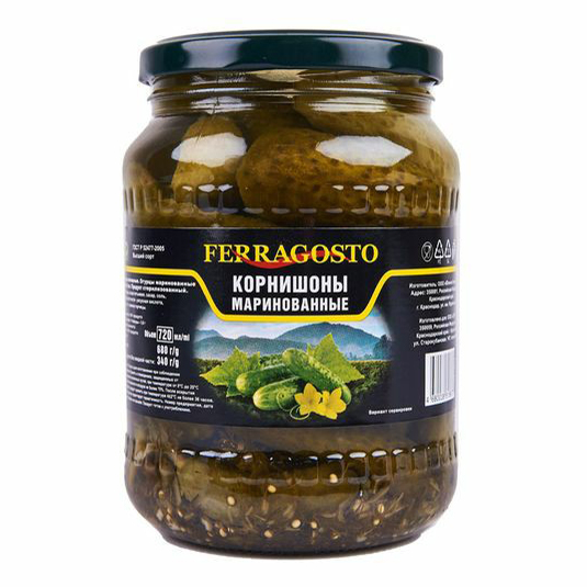 

Огурцы Ferragosto Корнишоны маринованные 680 г