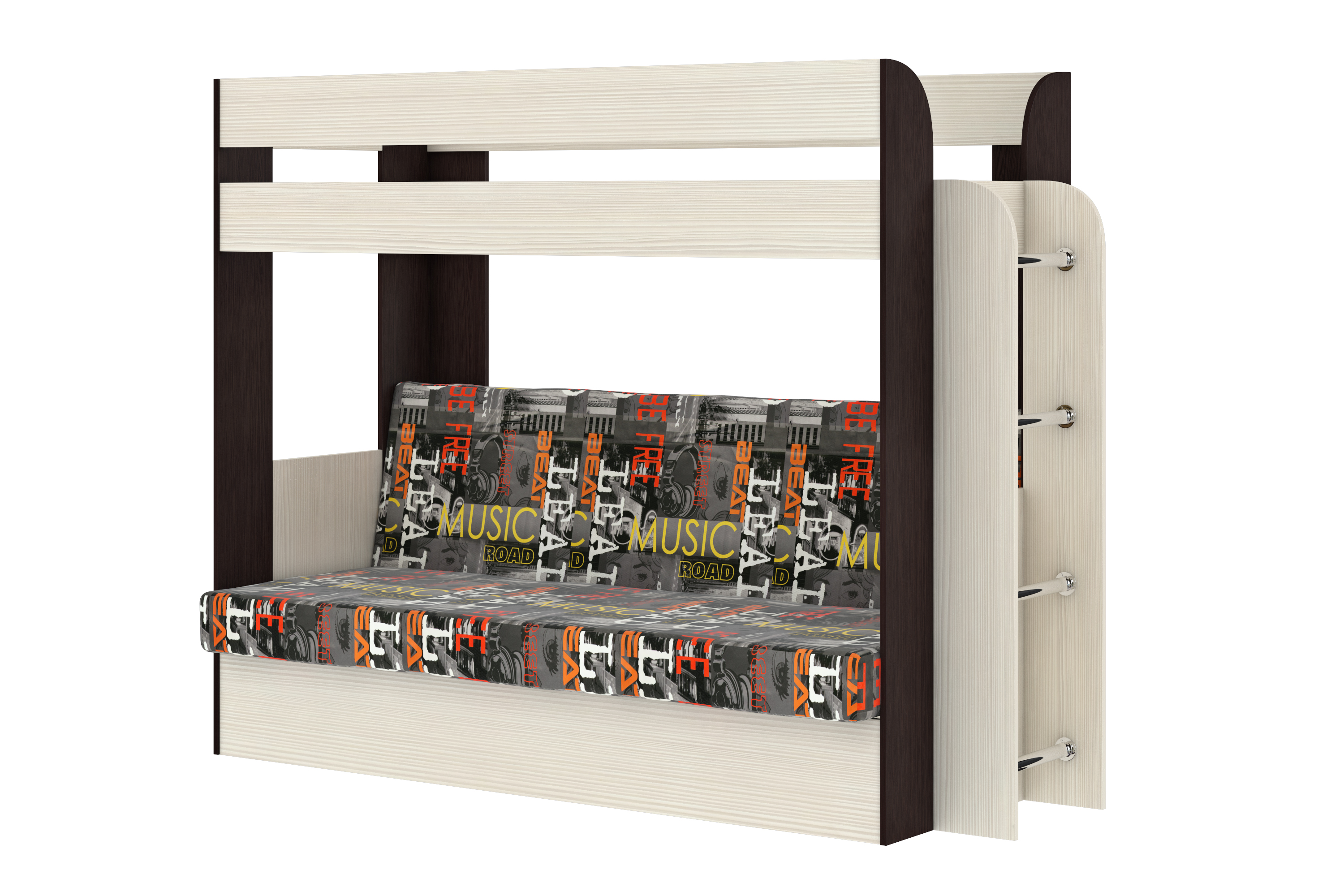 фото Диван-кровать двухярусная порто, ясень анкор светлый/бодега темный, обивка музыка nobrand