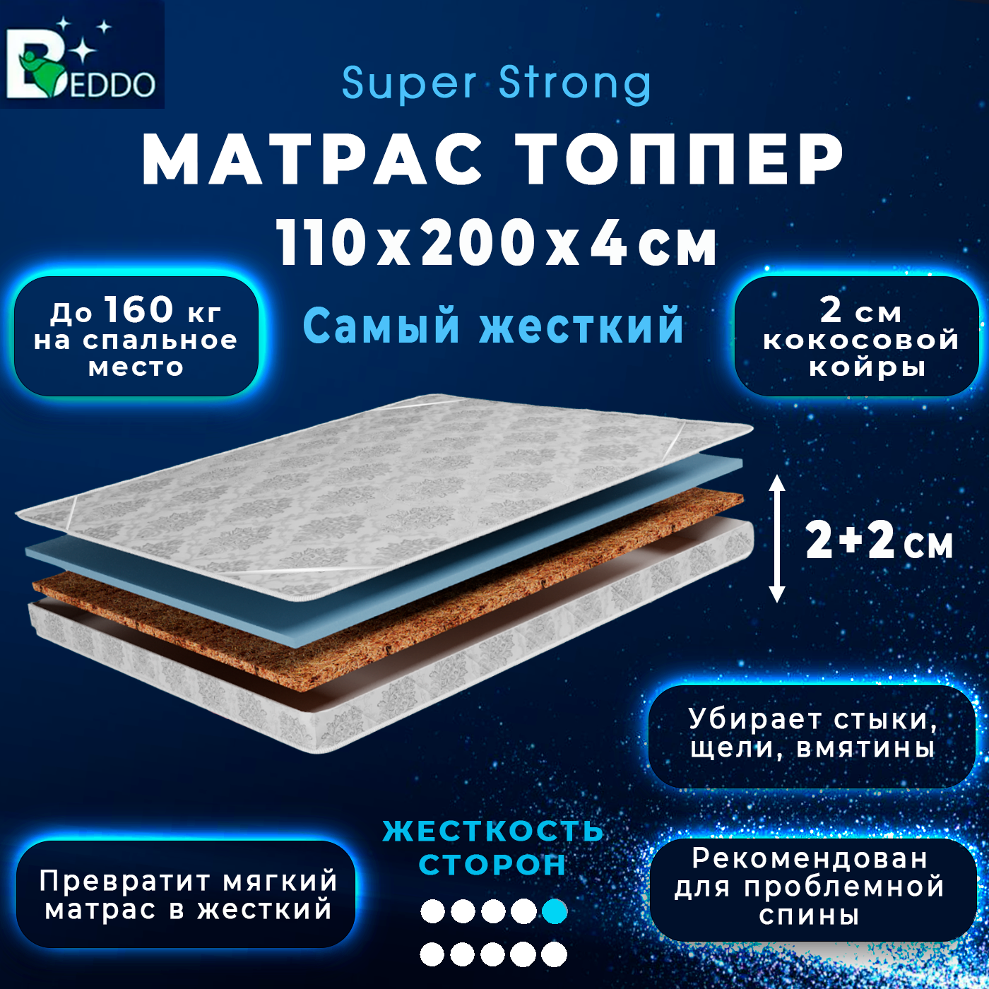 

Топпер с наполнителем BEDDO 306, 190x120x4 см, Белый;черный, 306