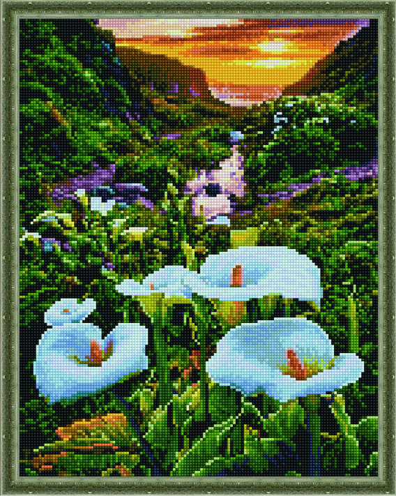 Алмазная мозаика ВанГогВоМне Каллы на закате 40х50 на подрамнике 1250₽