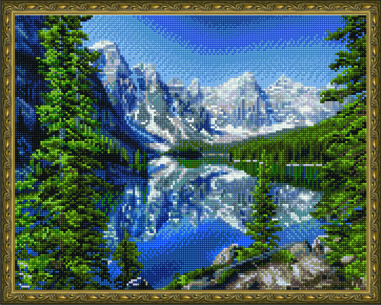 Алмазная мозаика ВанГогВоМне Горное озеро 40х50 на подрамнике 1250₽