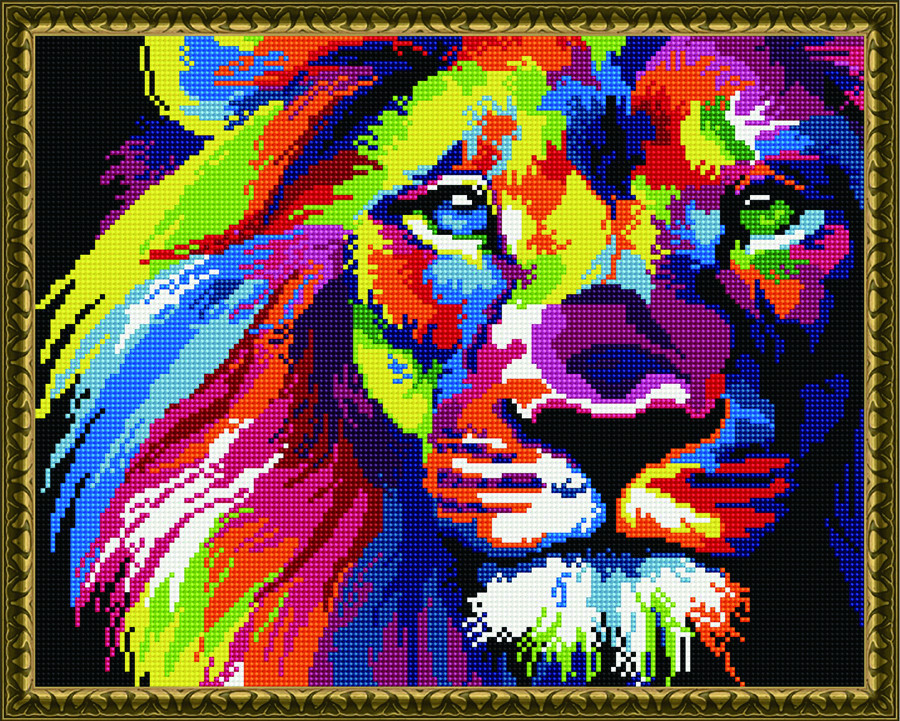 Алмазная мозаика ВанГогВоМне Радужный лев 40х50 на подрамнике