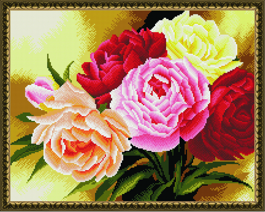 Алмазная мозаика ВанГогВоМне Букет пионов 40х50 на подрамнике