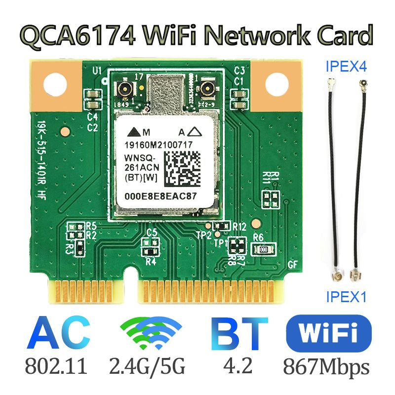 

Приемник Wi-Fi NoBrand для компьютера Mini PCI-e 802.11ac, Зеленый;белый