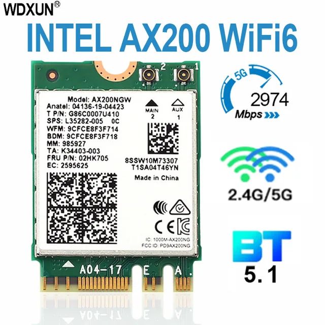 

Приемник Wi-Fi NoBrand для компьютера M.2 802.11ax; 802.11ac, Зеленый;белый