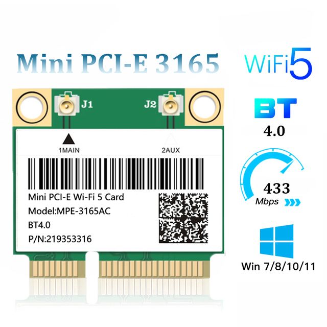 

Приемник Wi-Fi NoBrand для компьютера Mini PCI-e 802.11ac, Зеленый;белый