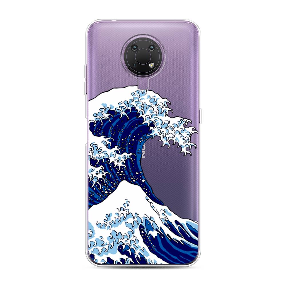 

Чехол Awog на Nokia G10 / Нокиа G10 "Волна в Канагаве", Синий;белый, 124050-4