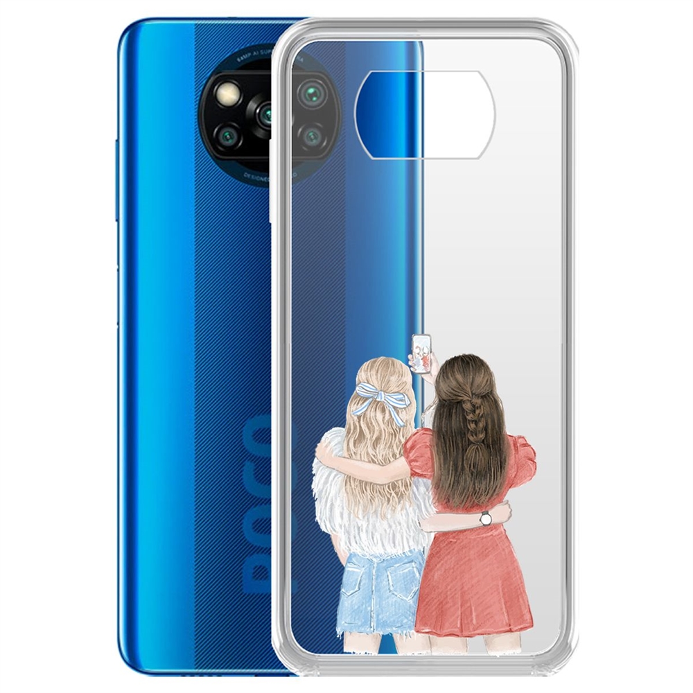 фото Чехол-накладка krutoff clear case лучшие подруги для xiaomi poco x3 nfc