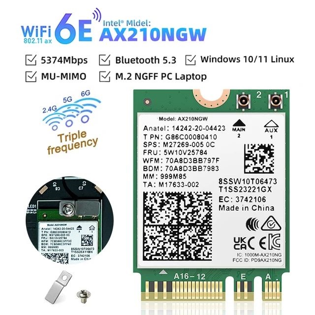 

Приемник Wi-Fi NoBrand M.2 802.11ax