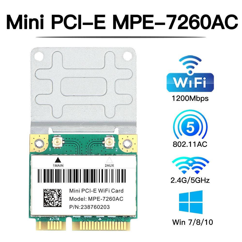 

Приемник Wi-Fi NoBrand для компьютера Mini PCI-e 802.11ac, Зеленый;белый