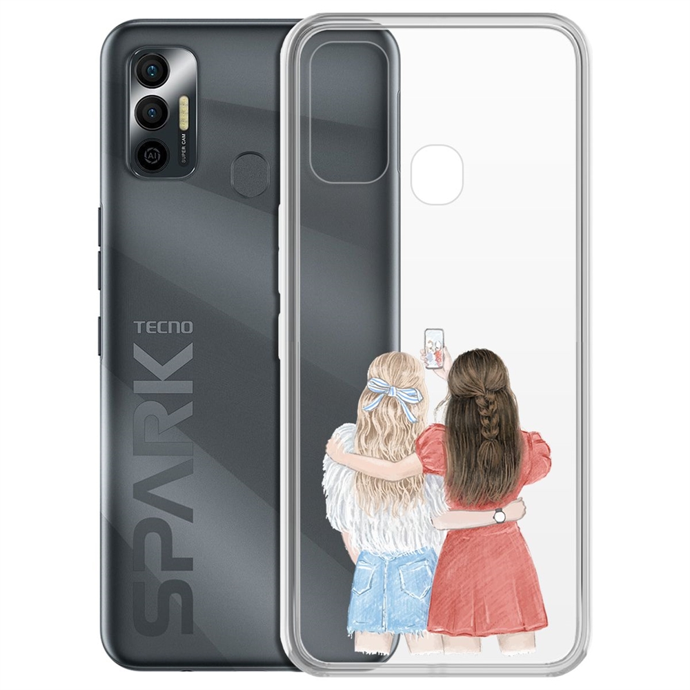 

Чехол-накладка Krutoff Clear Case Лучшие подруги для TECNO Spark 7, Разноцветный