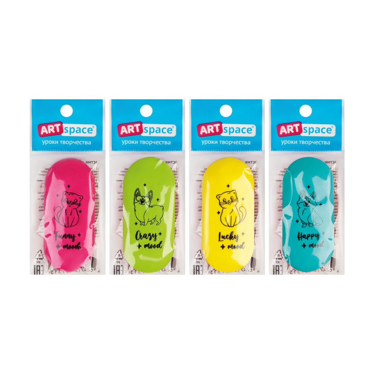 

Ластик ArtSpace My Pets (овальный, термопластичная резина, 60x28x12мм) 1шт (ER_44731), Разноцветный