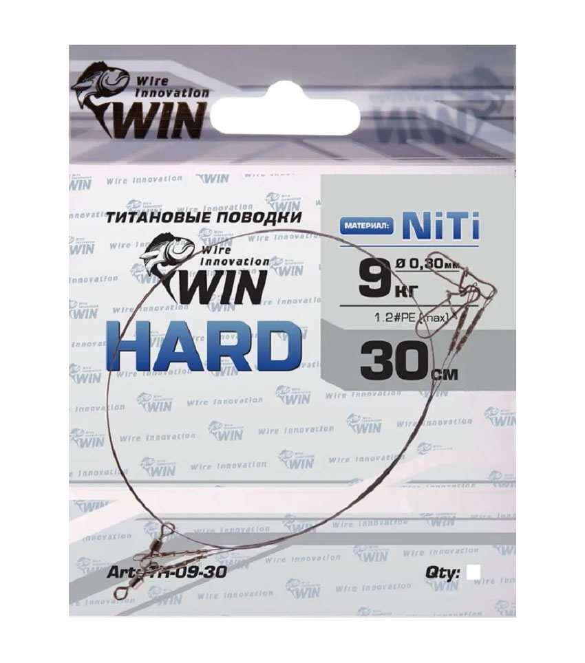 

Поводок Win титан HARD 9кг 30см (уп.2шт) TH-09-30, Черный, Hard