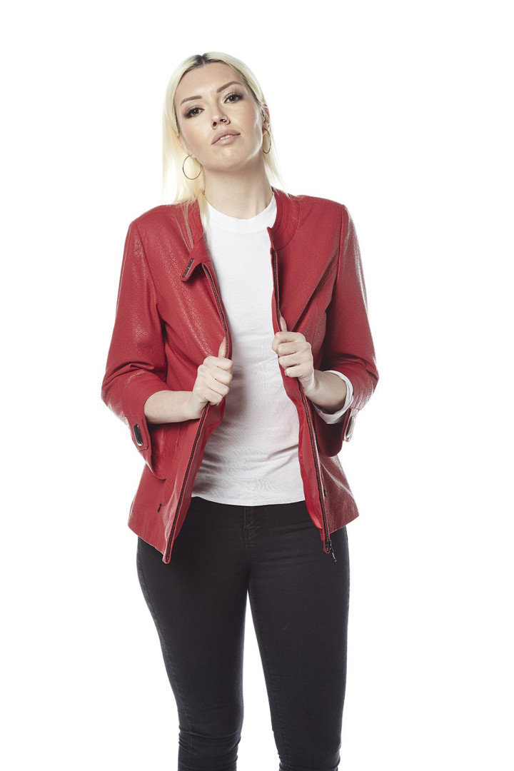 

Кожаная куртка женская Hodore H39-1158K красная L (товары доставляются из-за рубежа), H39-1158K