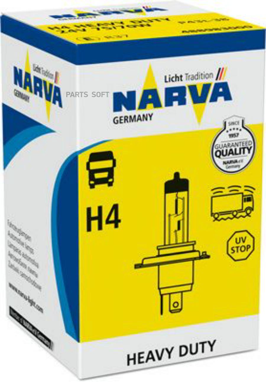 

NARVA 488983000 Лампа 24V 75/70W H4 Heavy Duty P43t-38 картон 1 шт. 1шт