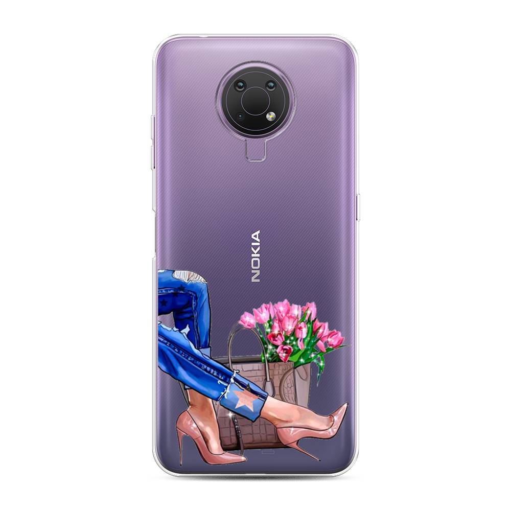 

Чехол Awog на Nokia G10 / Нокиа G10 "Каблучки", Голубой;коричневый;розовый, 124050-7
