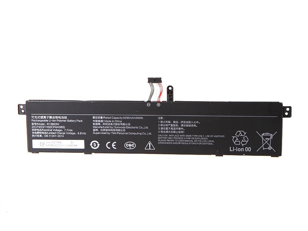 

Аккумулятор Vbparts (схожий с R13B03W) для Xiaomi RedmiBook 13 7.7V 5200mAh 40Wh 079685