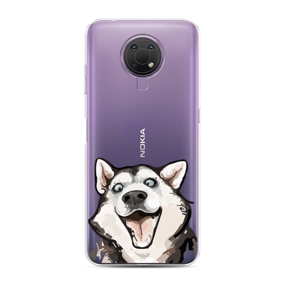 

Чехол Awog на Nokia G10 / Нокиа G10 "Радостный хаски", Белый;голубой;черный, 124050-1