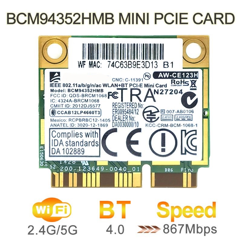 

Приемник Wi-Fi NoBrand Mini PCI-e 802.11ac, Зеленый;белый