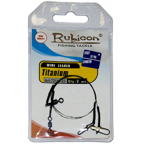 

Поводок RUBICON титановый 7kg, d=0,30mm 23cm, Прозрачный, Titanium
