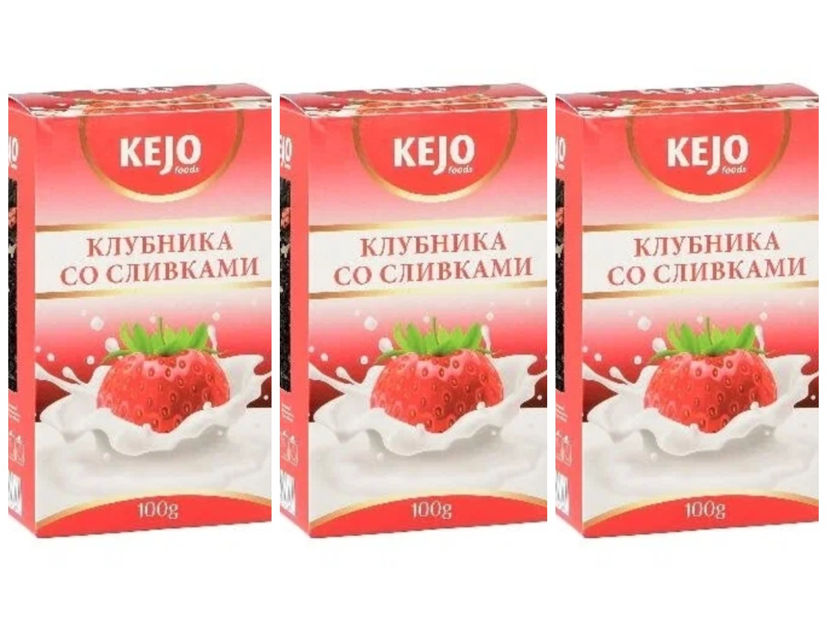 Чай черный KEJOfoods Клубника со сливками, 100 г х 3 шт