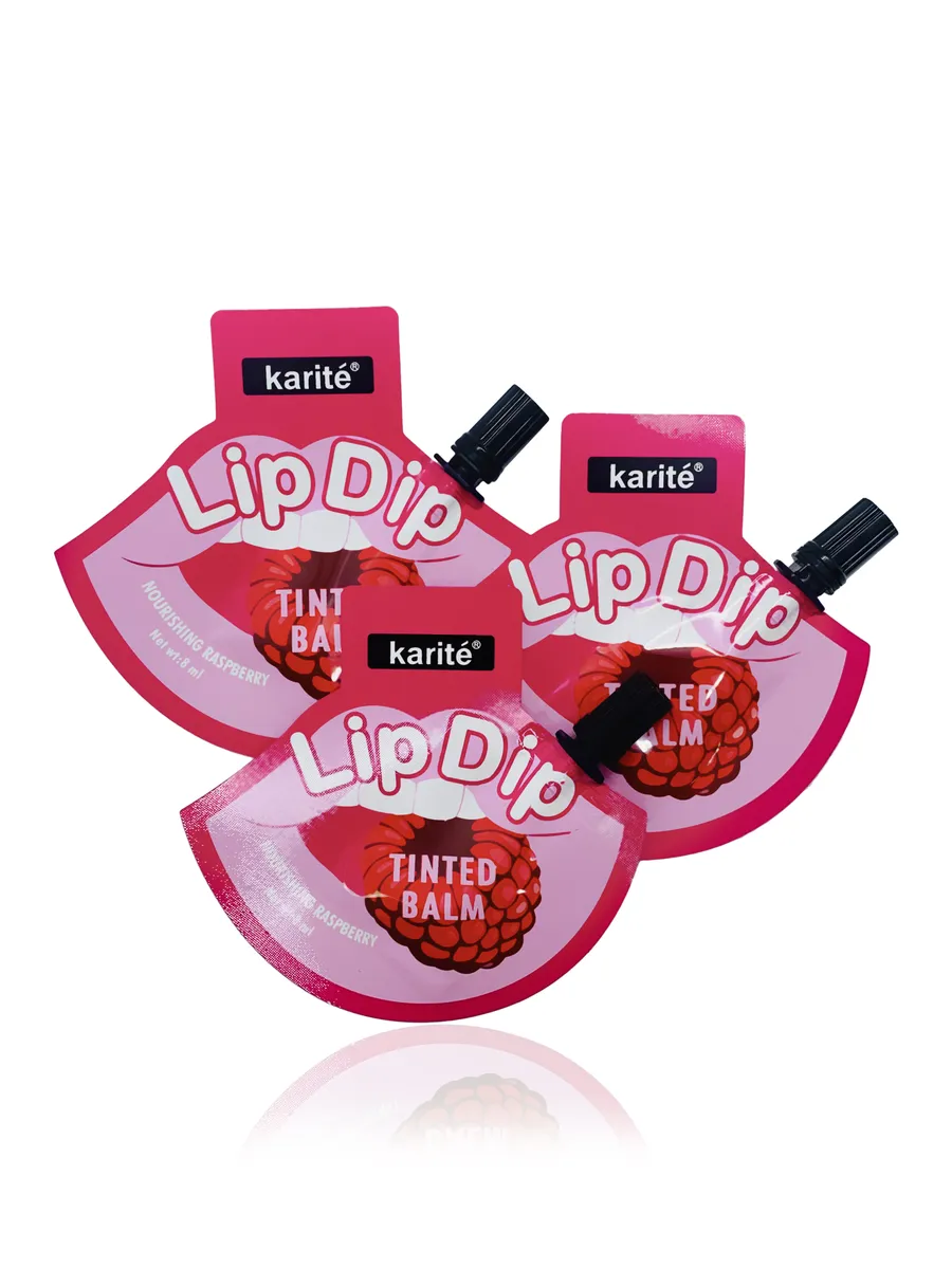 фото Бальзам для губ karite lip dip tinted balm со вкусом малины 3 шт. по 8 мл