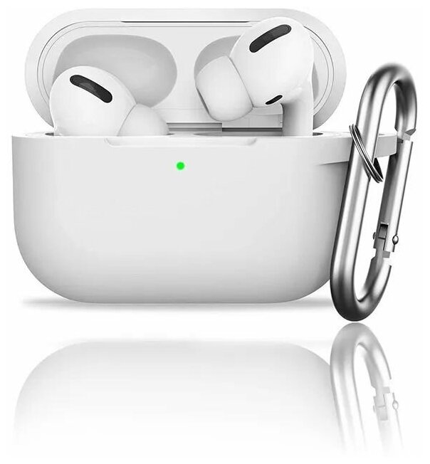 фото Чехол aks-guard для apple airpods pro силиконовый с карабином, белый