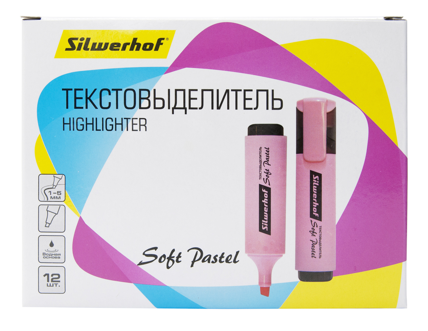 фото Текстовыделитель silwerhof soft pastel 108133-26 скошенный пиш. наконечник 1-5мм розовый