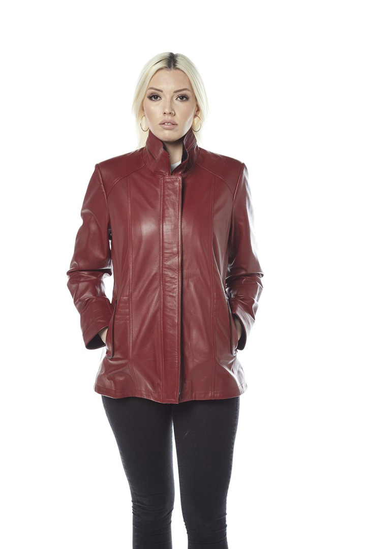 Кожаная куртка женская Hodore H39-MaricaK красная M (товары доставляются из-за рубежа)