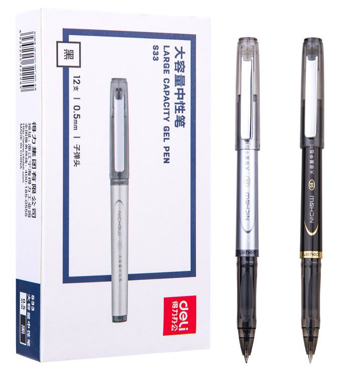 

Ручка гелевая Deli S33 0,5 мм черные чернила линия 0,35 мм