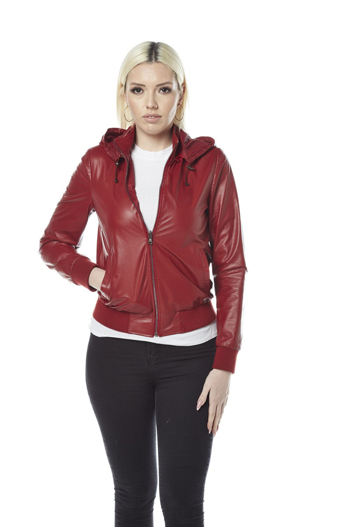 Кожаная куртка женская Hodore H39-1171K красная 3XL (товары доставляются из-за рубежа)