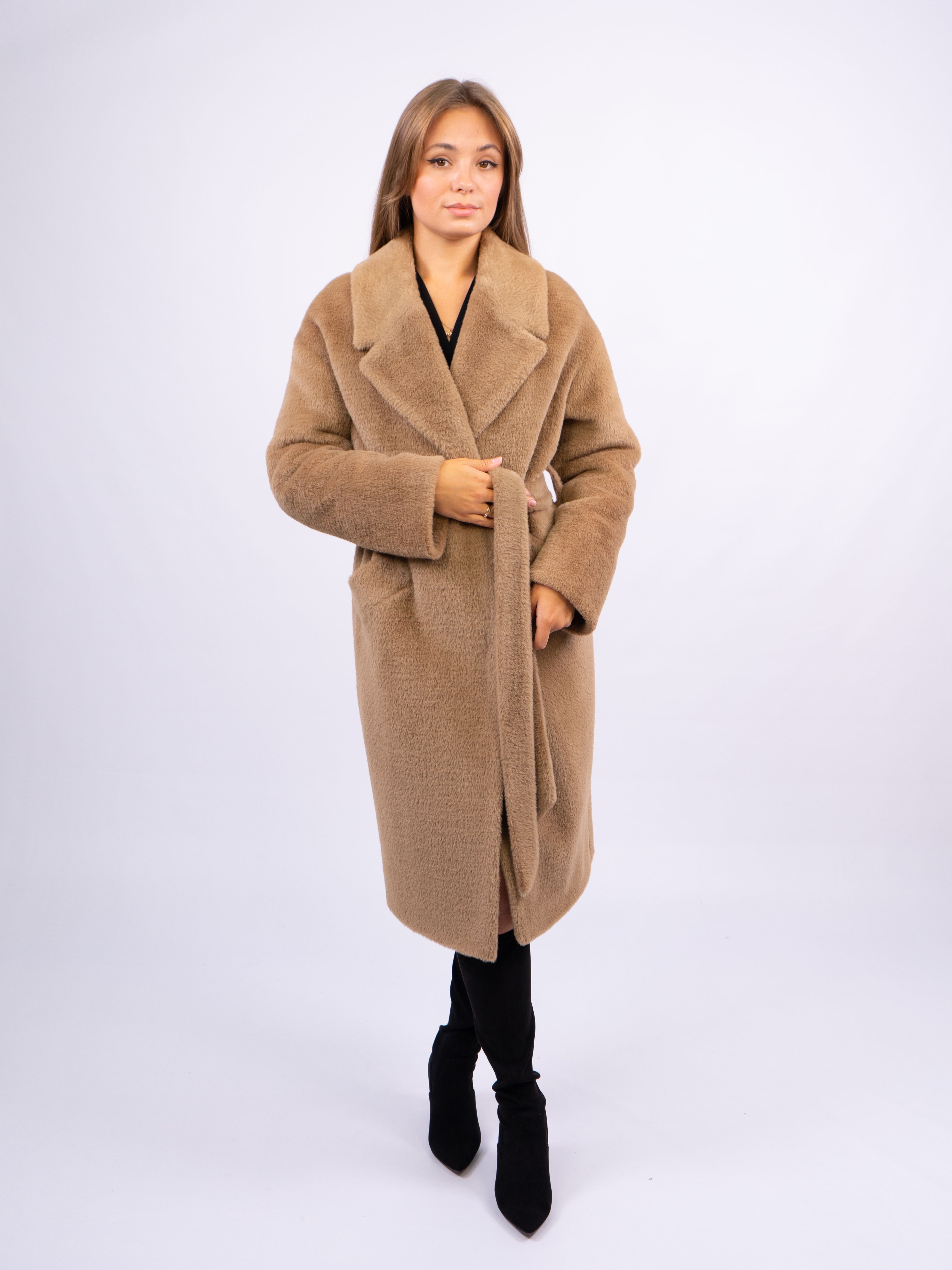 Пальто женское 365 clothes KR-184 коричневое 44 RU