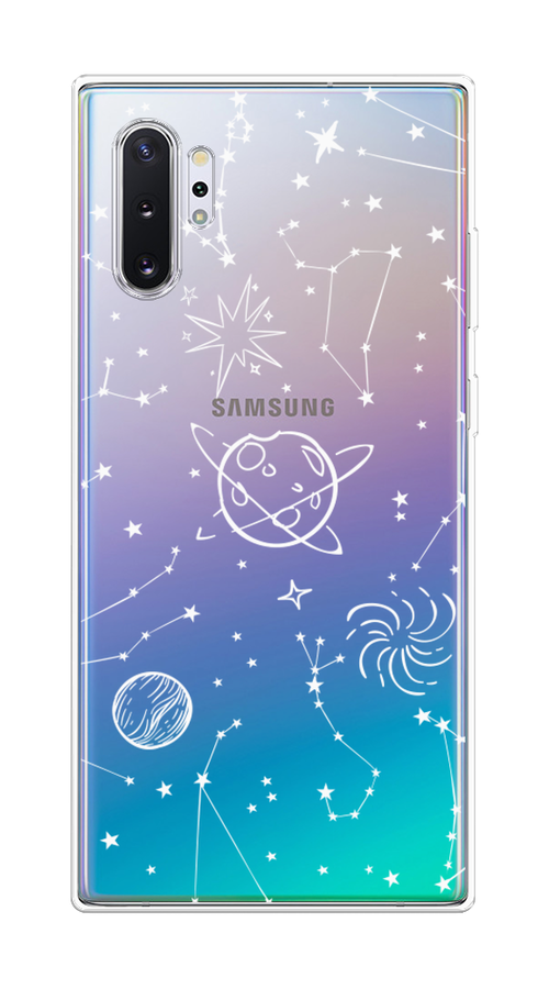 

Чехол на Samsung Galaxy Note 10 Plus "Планеты в космосе", Белый, 28550-2