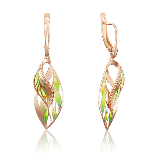 

Серьги подвески из красного золота PLATINA jewelry 02-3959-00, эмаль, 02-3959-00