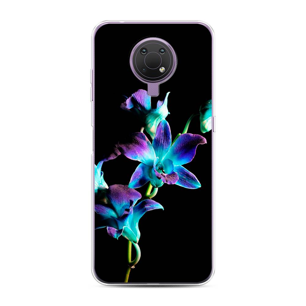 

Чехол Awog на Nokia G10 / Нокиа G10 "Синий цветок на черном", Черный;голубой;синий, 124050-8