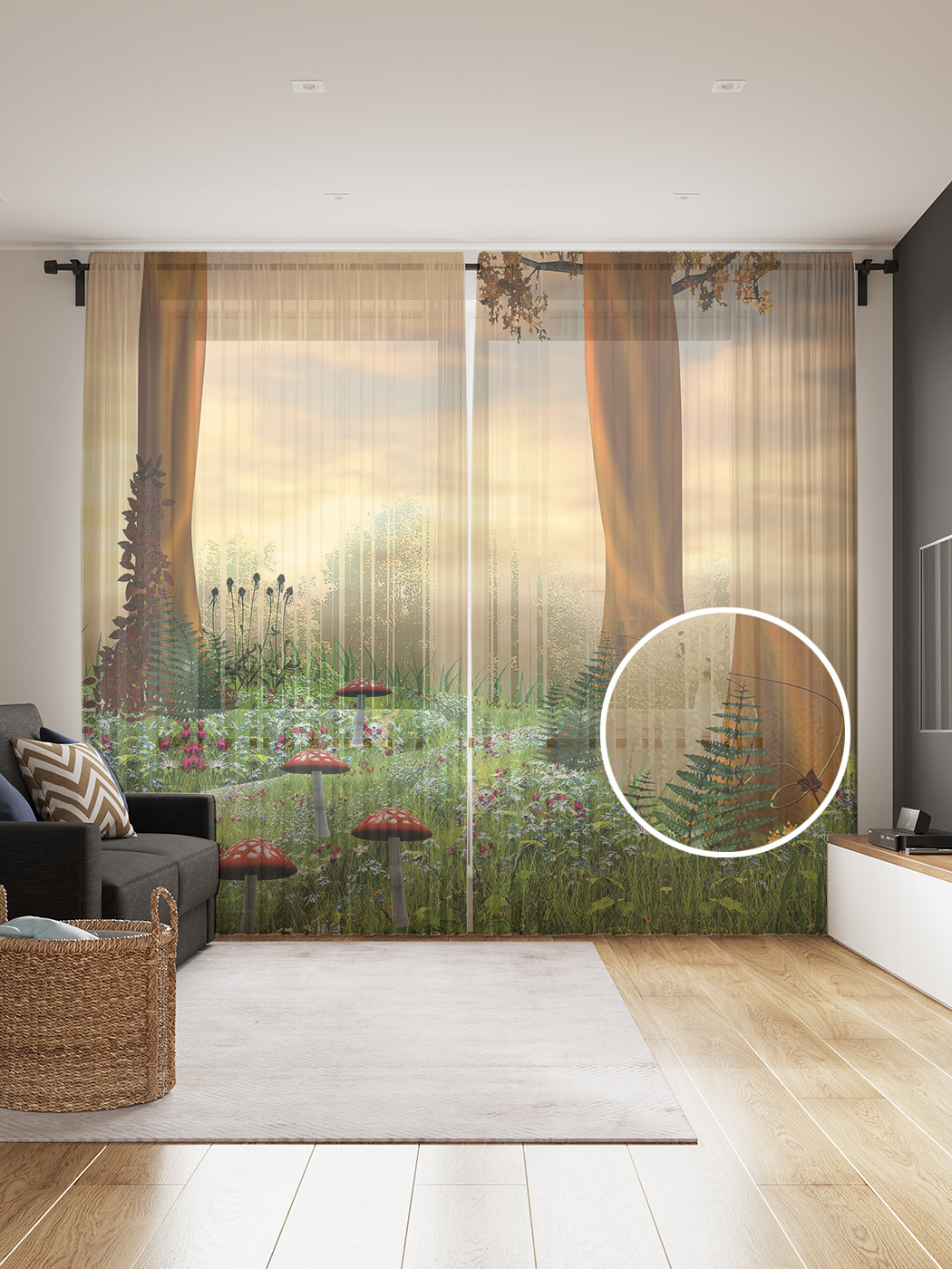 

Фототюль JoyArty "Сказочные деревья", 145x265см (2 полотна со шторной лентой + 50 крючков), Сказочные деревья