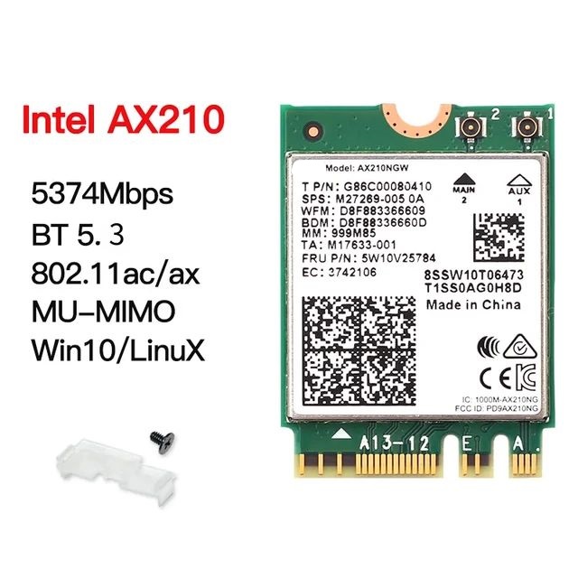 

Приемник Wi-Fi NoBrand 6e AX210, 5374 Мбит/с, поддержка Bluetooth