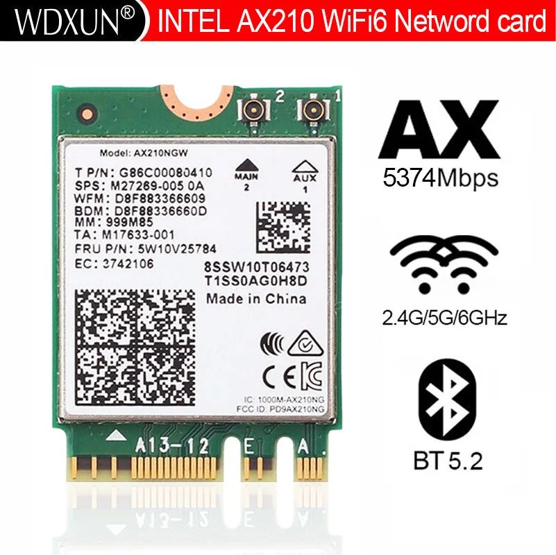 

Приемник Wi-Fi NoBrand для компьютера M.2 802.11ax, Зеленый;белый