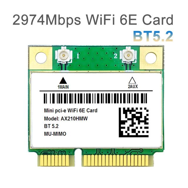 

Приемник Wi-Fi NoBrand для компьютера Mini PCI-e 802.11ax; 802.11ac, Зеленый;белый