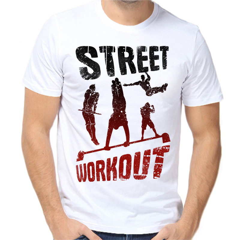 

Футболка мужская белая 68 р-р street workout 2, Белый, fm_street_workout_2_