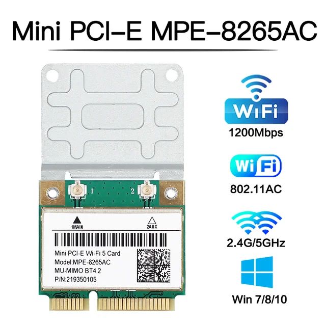 

Приемник Wi-Fi NoBrand для компьютера Mini PCI-e 802.11ac, Зеленый;белый