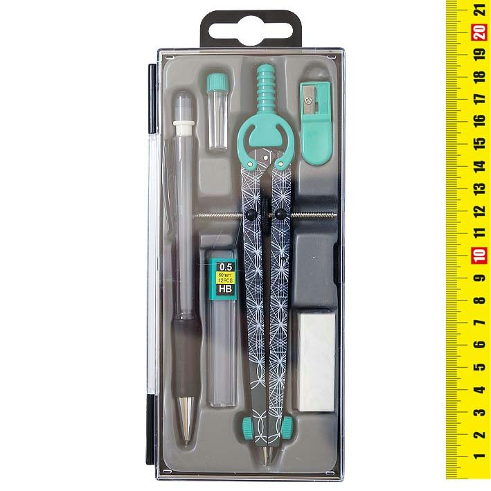 Набор чертежный J.Otten 6 предметов бирюзовый