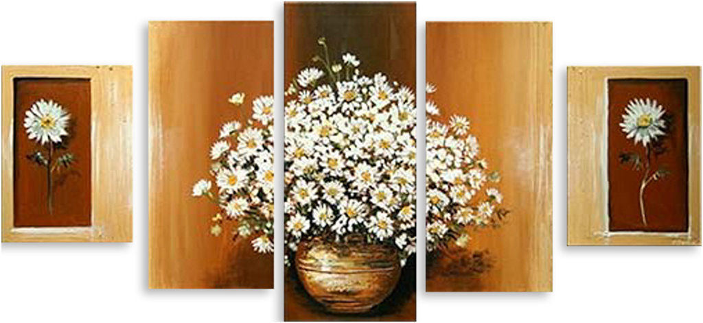 

Картина модульная на холсте Модулка Ромашки в горшке 150x74 см, 4096